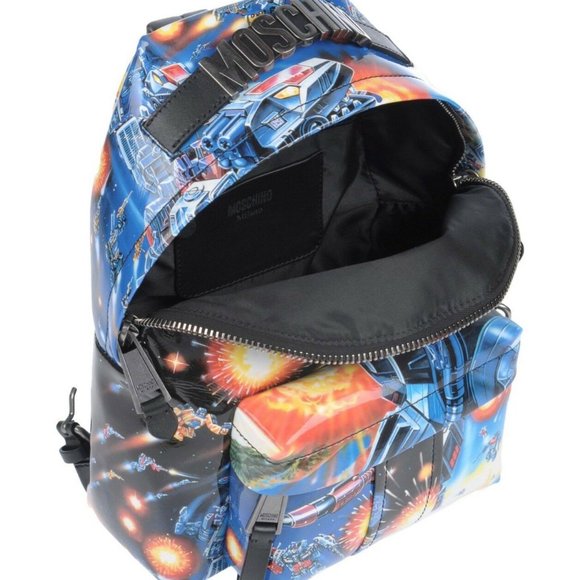 AW17 Moschino Couture Jeremy S. Transformers Blue Yellow Black Print Backpack main image 11